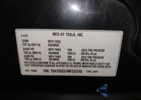 2022 Tesla Model Y Long Range Dual Motor All-Wheel Drive z USA, uszkodzony, nr VIN 7SAYGDEE4NF320766